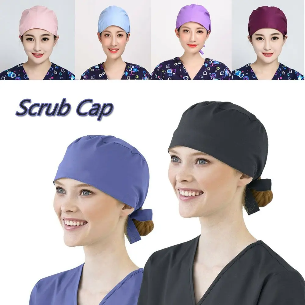 

Adjustable Cotton Round for Home Doctor Nurse Caps Pure Colour Surgical Scrub Cap Bouffant Hat