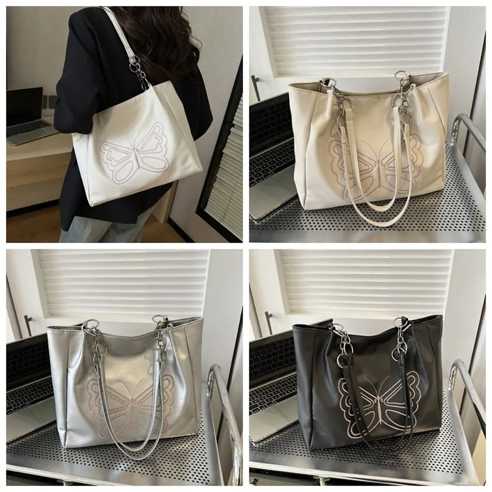 

Корейская тайская Сумка-тоут из искусственной кожи (полиуретан), Сумка через плечо с вышивкой и бабочкой, женская сумка из искусственной кожи на молнии, сумка для хранения для девочек