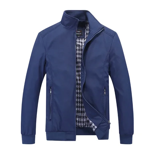 Куртка мужская демисезонная тонкая с воротником-стойкой, черная/синяя