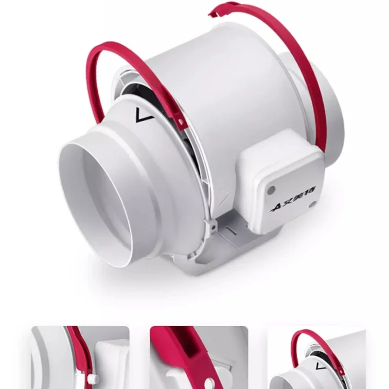 Кухонный бесшумный канальный вентилятор бытовой мощный вытяжной трубопроводной