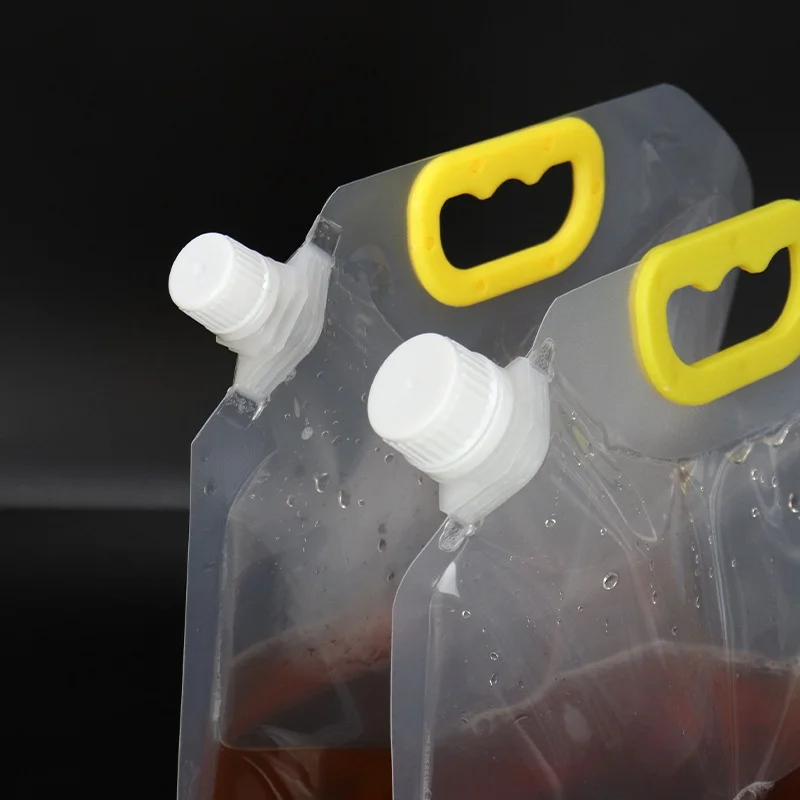 Прозрачные большие пакеты StoBag для упаковки жидкостей пластиковая ручка питья