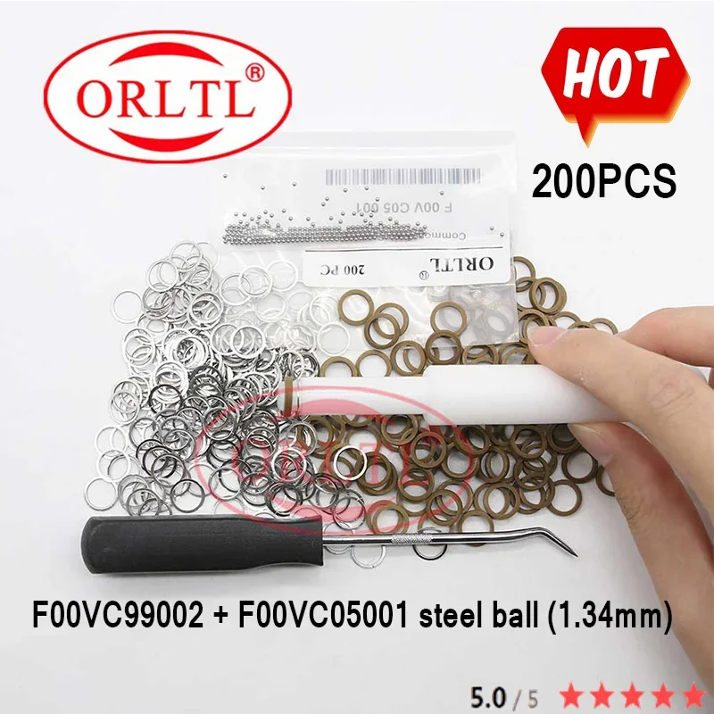 

200 шт. F00VC05001 + F00VC99002 комплекты для ремонта сопла Common Rail стальные шариковые уплотнительные кольца F00VC05009 F00VC05008 F00RJ02177 для BOSCH
