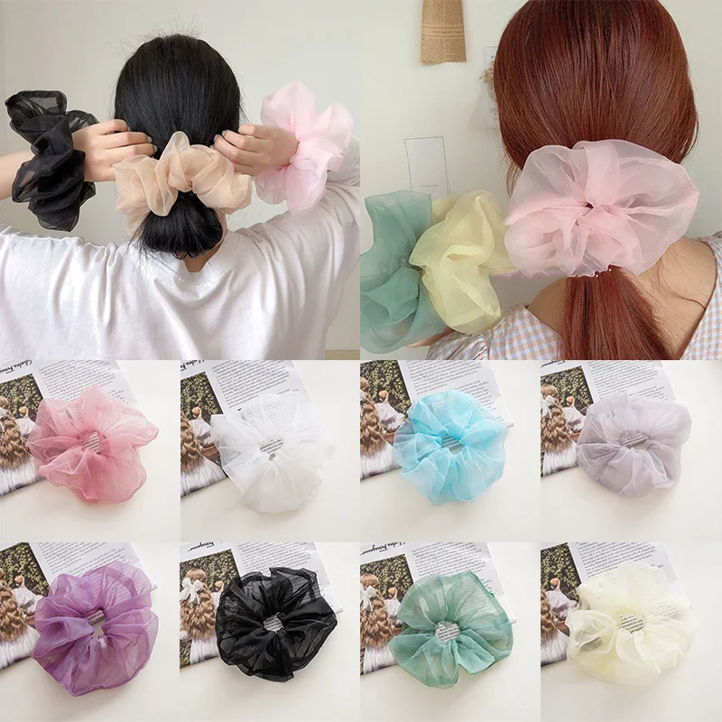 

Женские резинки для волос из органзы, летние эластичные резинки для хвоста