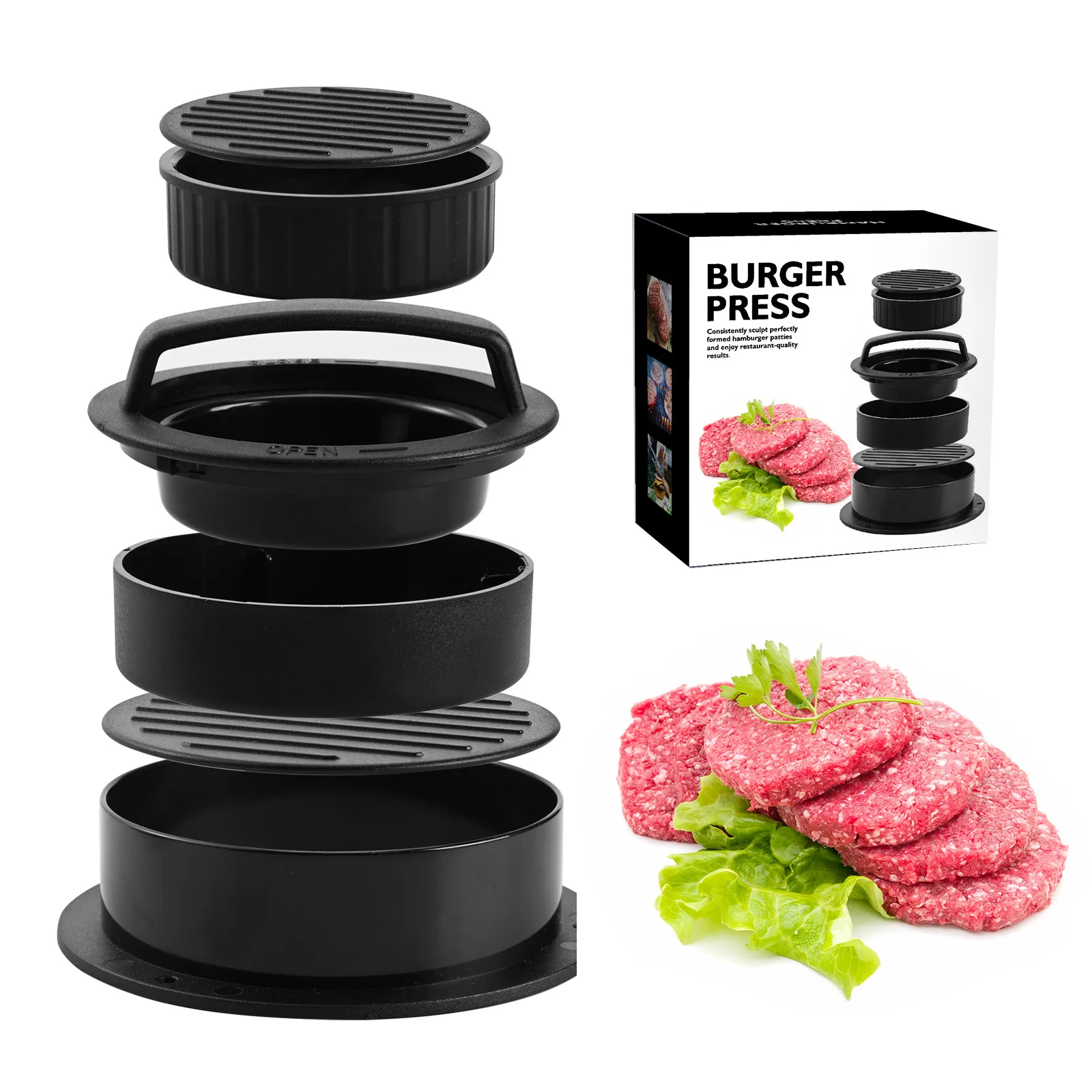 

ABS Hamburger Maker Hamburger Press Round Shape Non-Stick Chef Cutlets Hamburger Meat Beef Grill Burger Press Patty Maker Mold