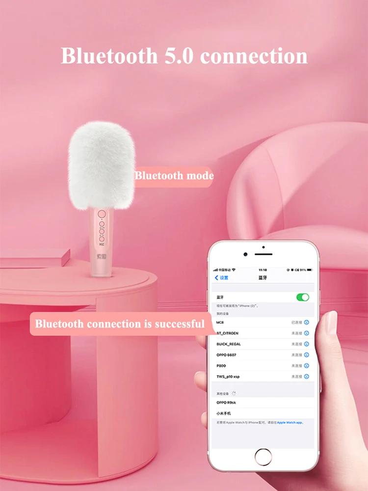 Беспроводной микрофон для караоке Bluetooth-динамик портативный динамик KTV-плеер с