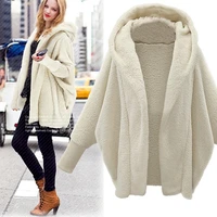 vestido fashion casual loose solid color full sleeved long sleeved hooded loose plush jacket new autumn and winter womens coat