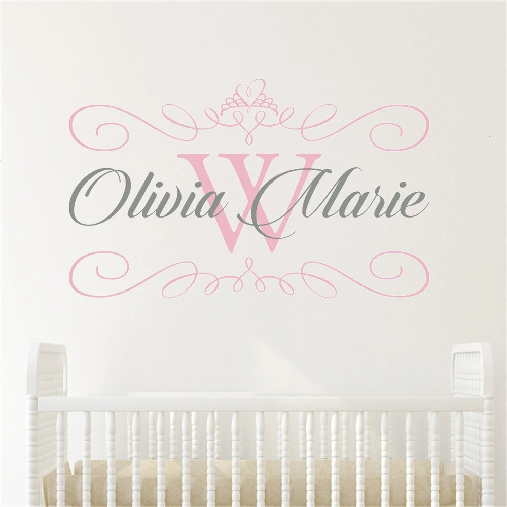 Персонализированные настенные наклейки на заказ с инициалом и именем