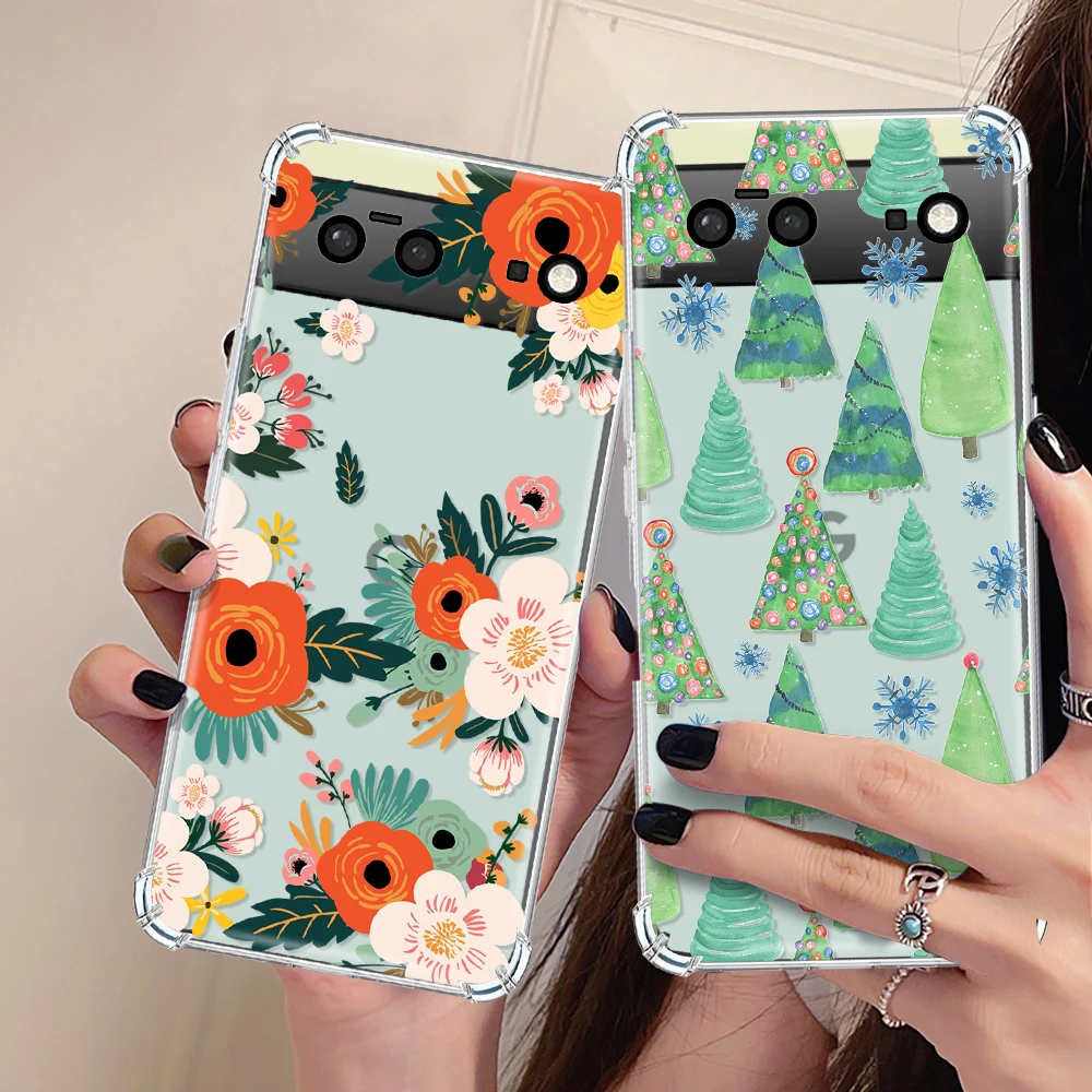 

Flowers and Plants Case for Pixel 7 7Pro Clear Soft TPUSilicone Back Covers for Google 6a 6 6Pro Shockproof Protection Shell