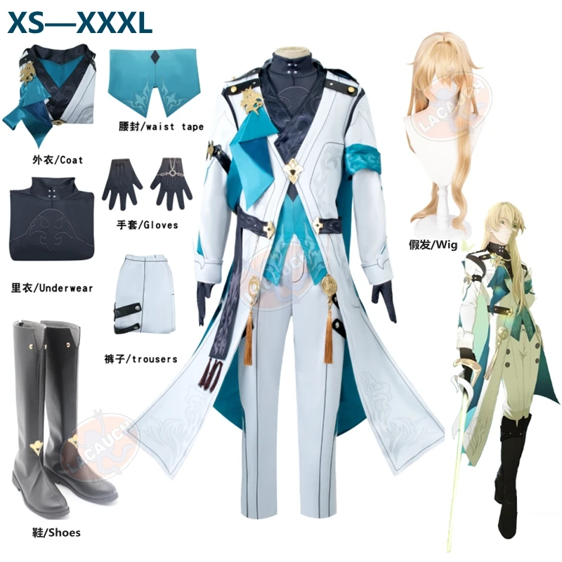

Game Honkai Star Rail Luocha Cosplay Costume Wig Gloves Luo cha Role Play Men Cosplay Uniform Halloween Carnival Party Suit