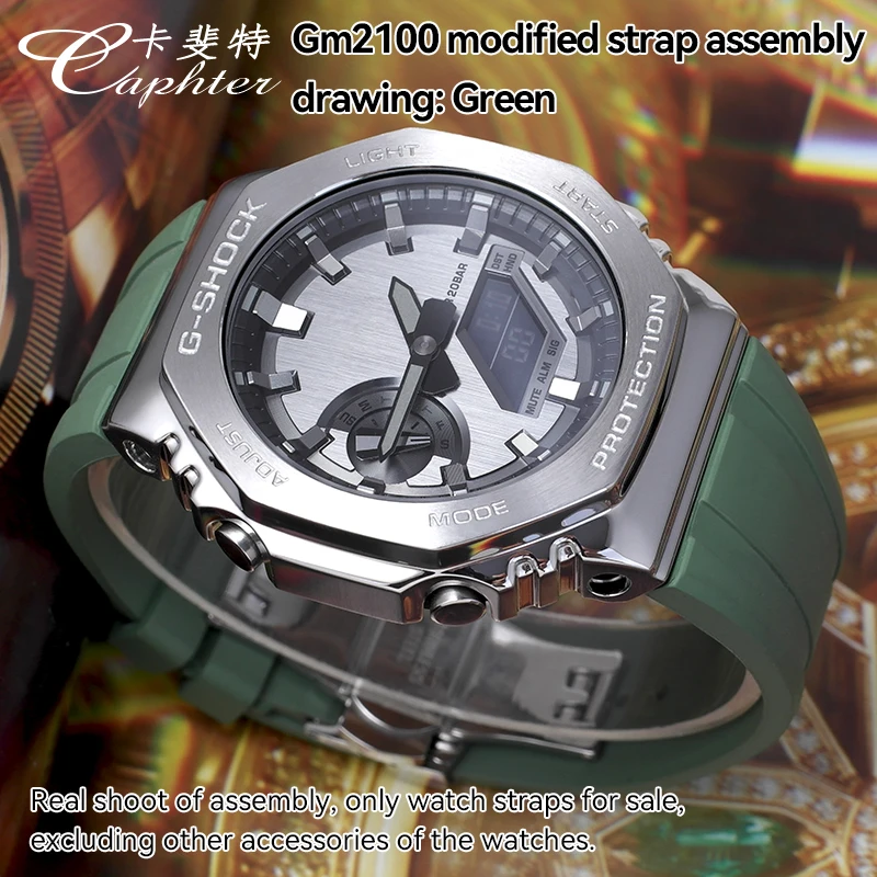 Casioak MOD Kit Compatible Fluororubber Strap Modified Watchband For Casio G-SHOCK GM2100 GM-2100B Watch Accessories With Tool