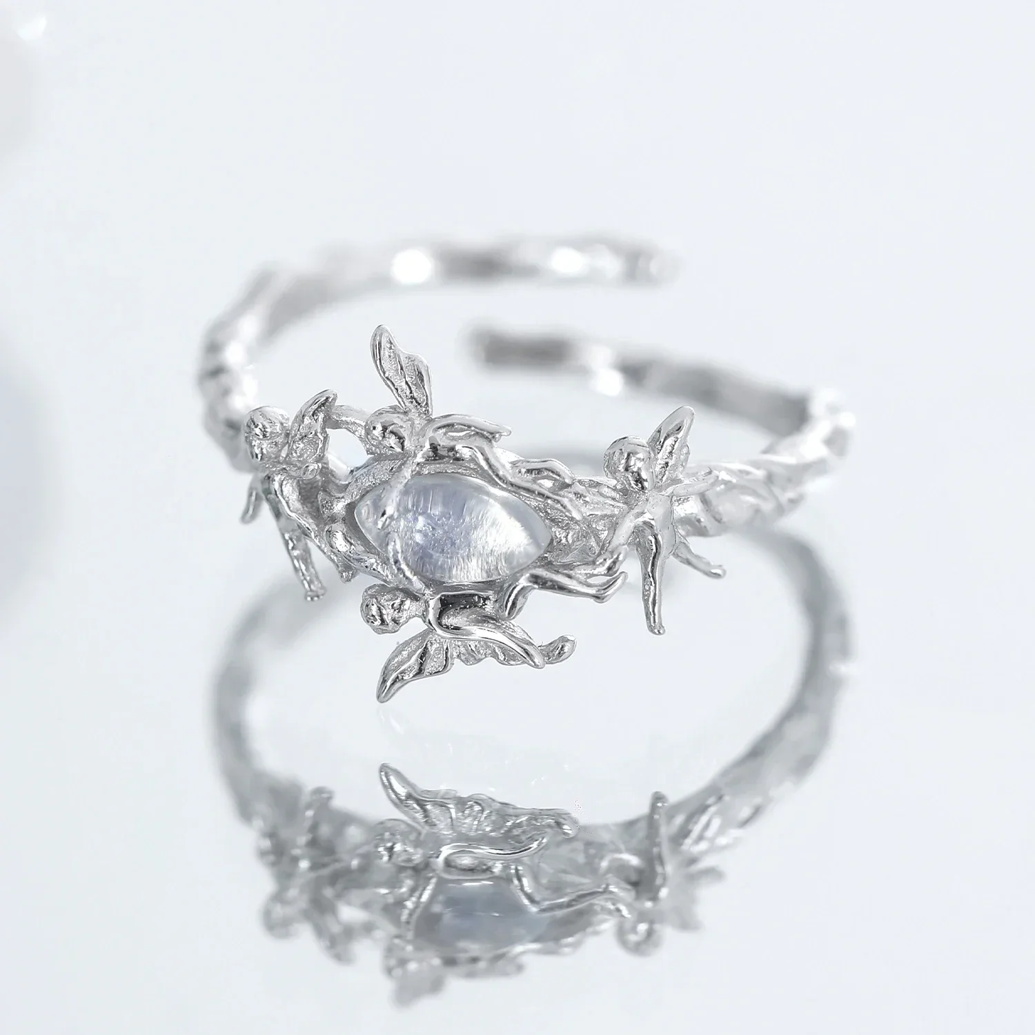 Роскошные инкрустированные опаловым камнем S925 кольца из стерлингового серебра