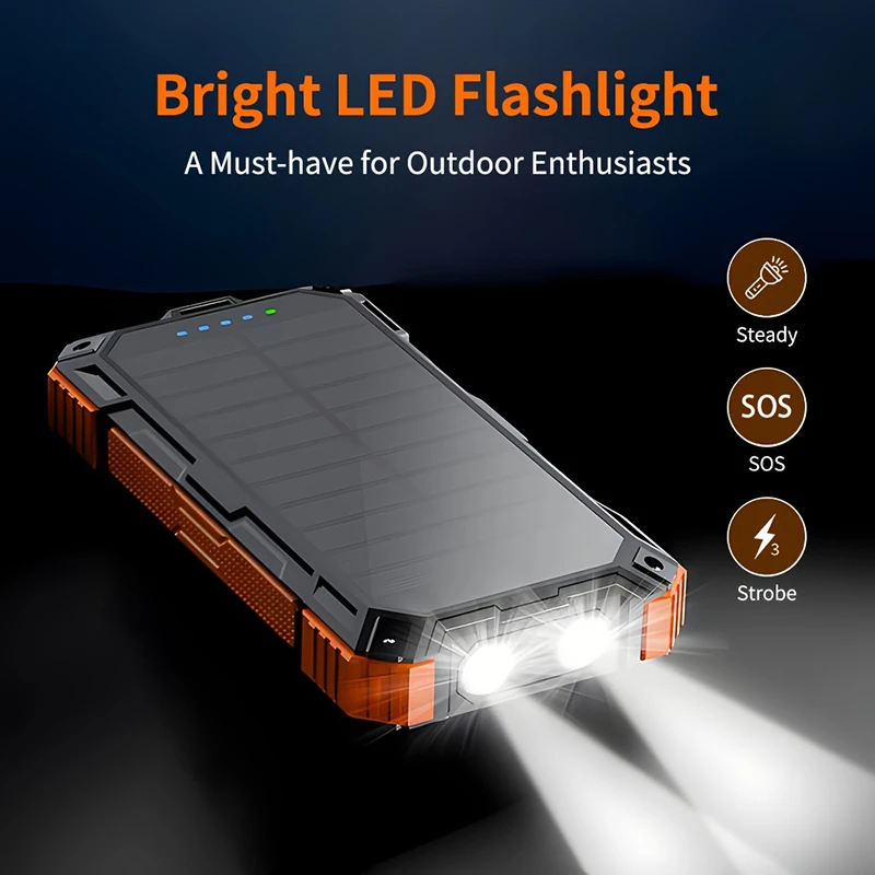 Портативное зарядное устройство на солнечной батарее емкостью 20000 мАч со