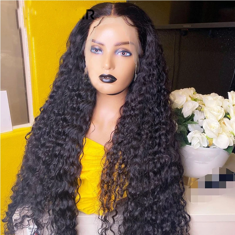 

26Inch 180%Density Long Kinky Curly Synthetic Lace Front Wig For Women With Baby Hair Heat Resistant Fiber Hair Daily Wear Wig