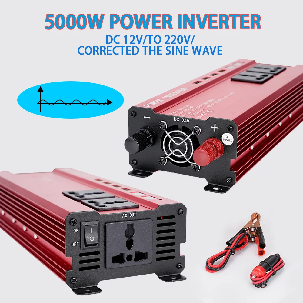 

2000W 24V DC to 110V Modified Sine Wave Peaks Solar Power Inverter Voltage Convertor Transformer Double Digital Displa