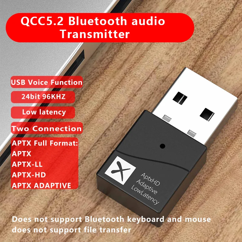 Bluetooth 5 2 передатчик 0 APTX HD LL с низкой задержкой адаптивный USB беспроводной аудио