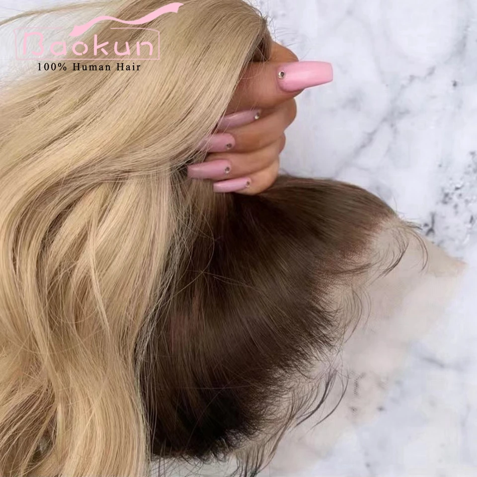 Парик Омбре со светлыми кружевами спереди человеческие волосы прозрачная волна