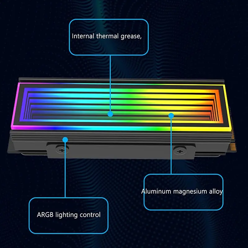 

Радиатор M.2 Nvme для SSD-накопителя, 5 В, 3 контакта, твердотельный жесткий диск ARGB, охладитель для AURA Sync, алюминиевый сплав, термостойкость для M.2 2280