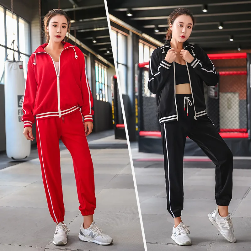 Plus Size Spring Autumn Women Sportswear Tracksuit Loose Zip Up Jacket Sweatshirt+pant Running Jogger Fitness Workout Casual Set