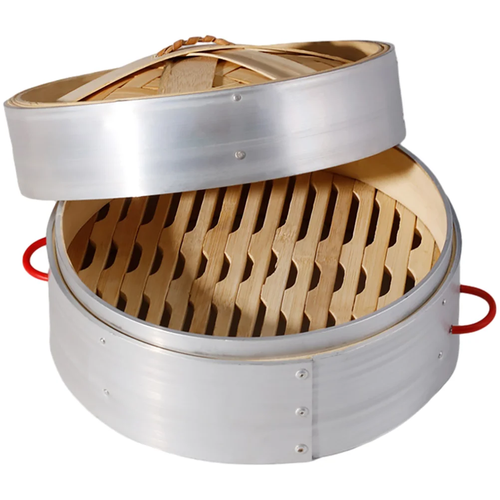 

1 Set of Bamboo Steamer Double Handle Bun Steamer Kitchen Covered Food Steamer Kitchen Steamer