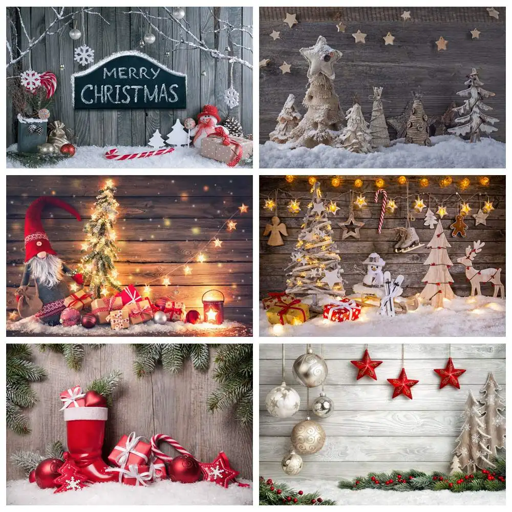 

Christmas Wooden Board Planks Photography Backdrops Custom Baby Holiday Party Home Decoration Studio Photo Booth Backgrounds