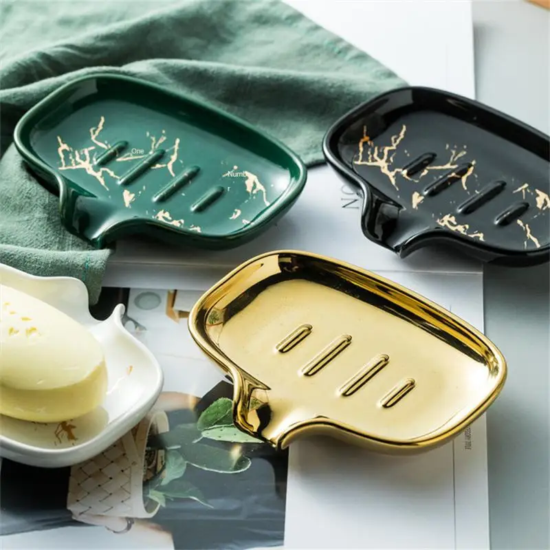 

Ceramic Drain Soap Stands U-shaped Water Outlet Creative Draining Soap Storage Rack Home Stand Soap Box Shower Soap Holder