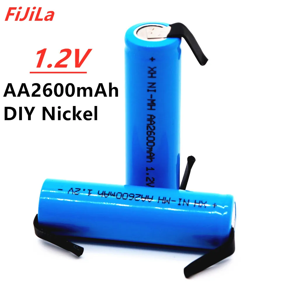 

100% neue original AA Akku 1,2 V 2600mah AA NiMH Batterie mit Solder Pins DIY Elektrische Rasierer zahnbürste spielzeug