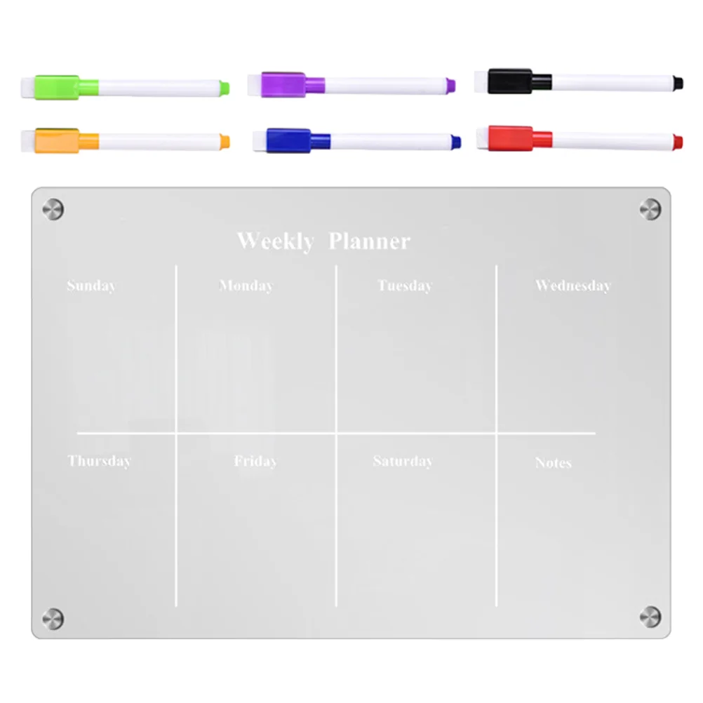 

Magnetic Glass Whiteboard Transparent Dry Erase Note-taking Reminder Calendar Fridge Practical
