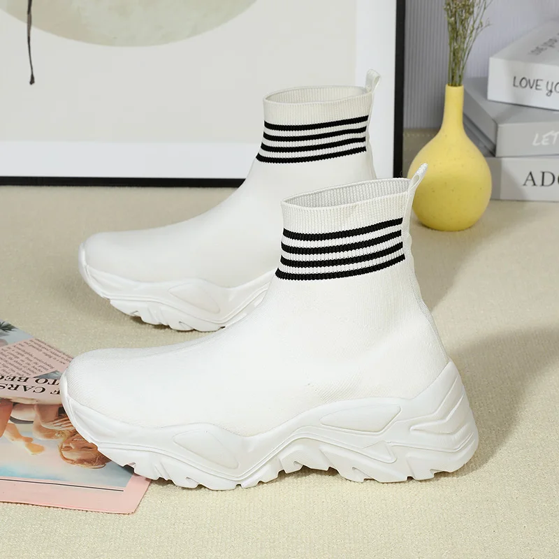 Женская повседневная спортивная обувь с высоким берцем ботильоны на платформе