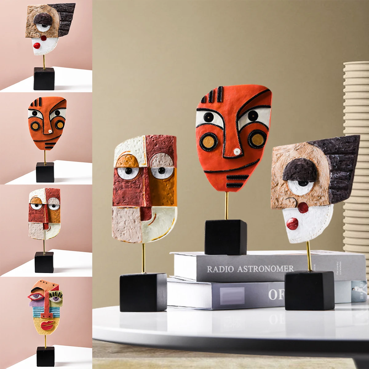 

Статуя с абстрактным изображением лица, статуэтка из смолы, художественные украшения для домашнего декора, статуэтка с изображением лица, к...