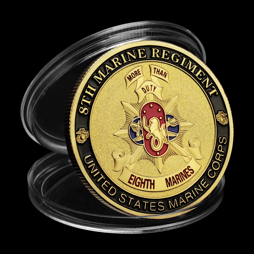 Коллекционная позолоченная сувенирная монета морской пехоты США восьмого полка