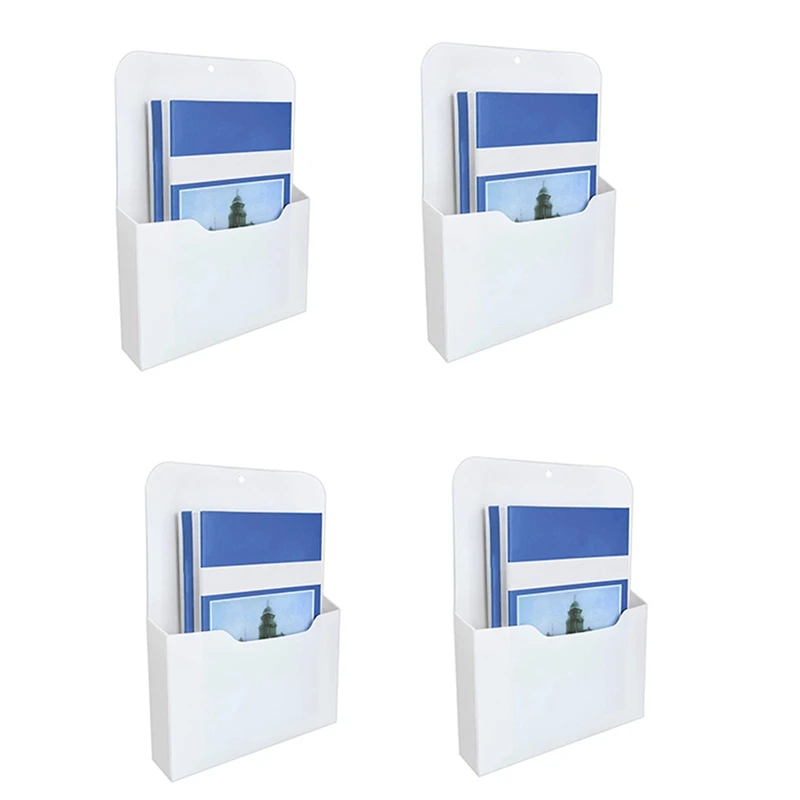 

4X Magnetic File Holder - Magnetic Paper Holder, Pocket Organizer Office Supplies Storage Mail Organizer