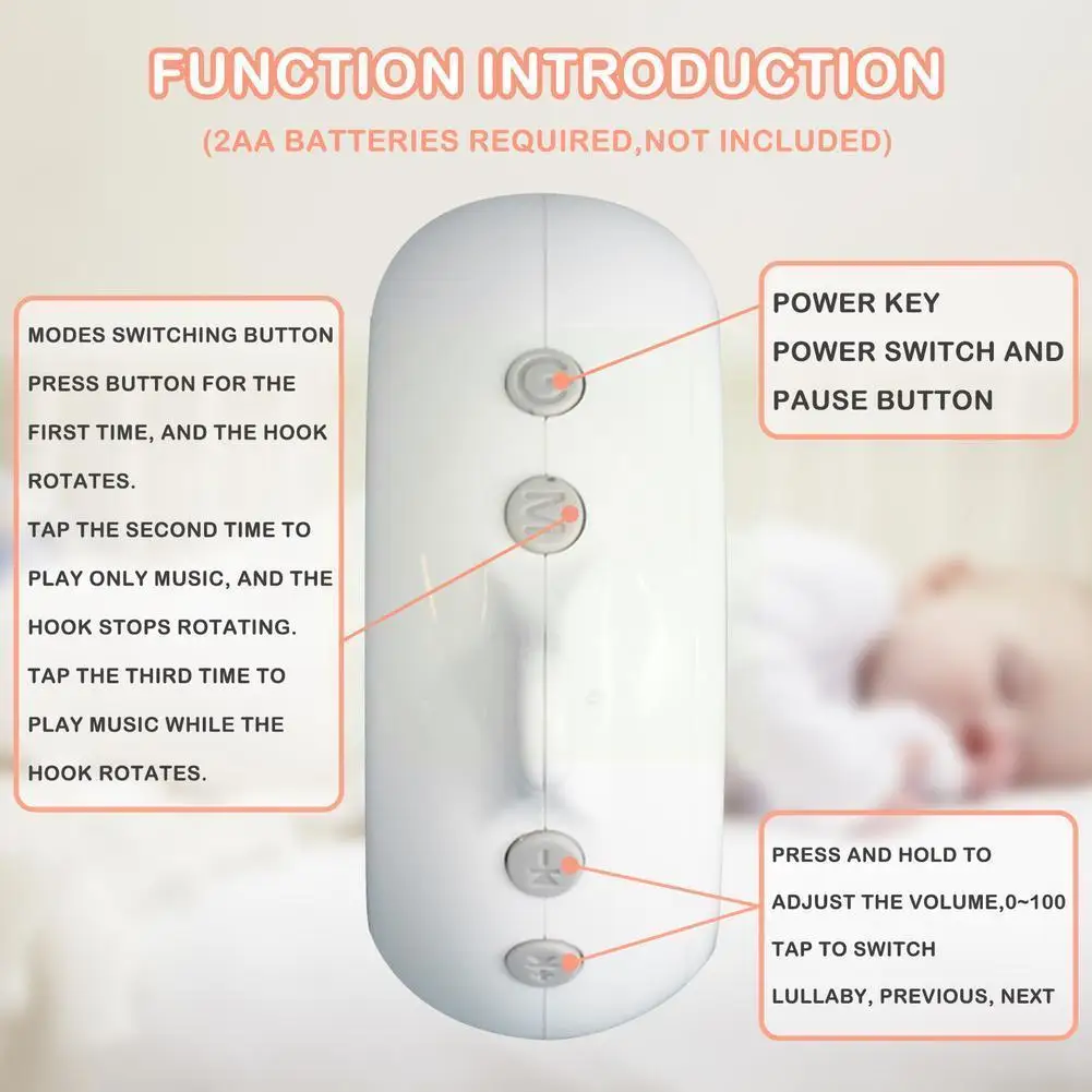 

Baby Bluetooth Bedside Bell Hanging Piano Card Music Crib Music Rotating Bracket Toy Rotating Rattle Box Box X5d5