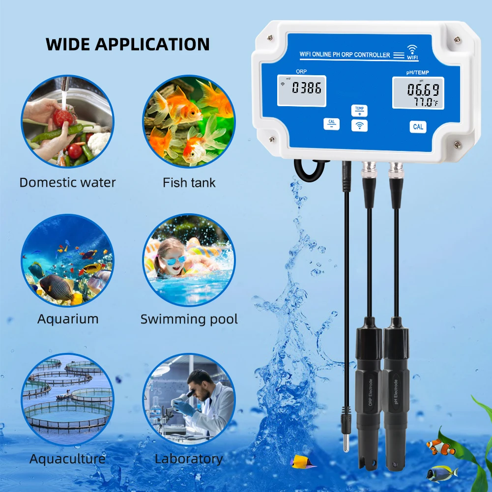 

Tuya WiFi Water Quality Tester Smart Remote 3-in-1 PH Controller Meter Online Monitor Treatment Analyzer for Swimming Pool Pond