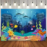 Under The Sea Backdrop 7x5 Photography Background Kids Birthday Party Marine Banner Baby Shower Seabed Coral Reef Tropical Fish