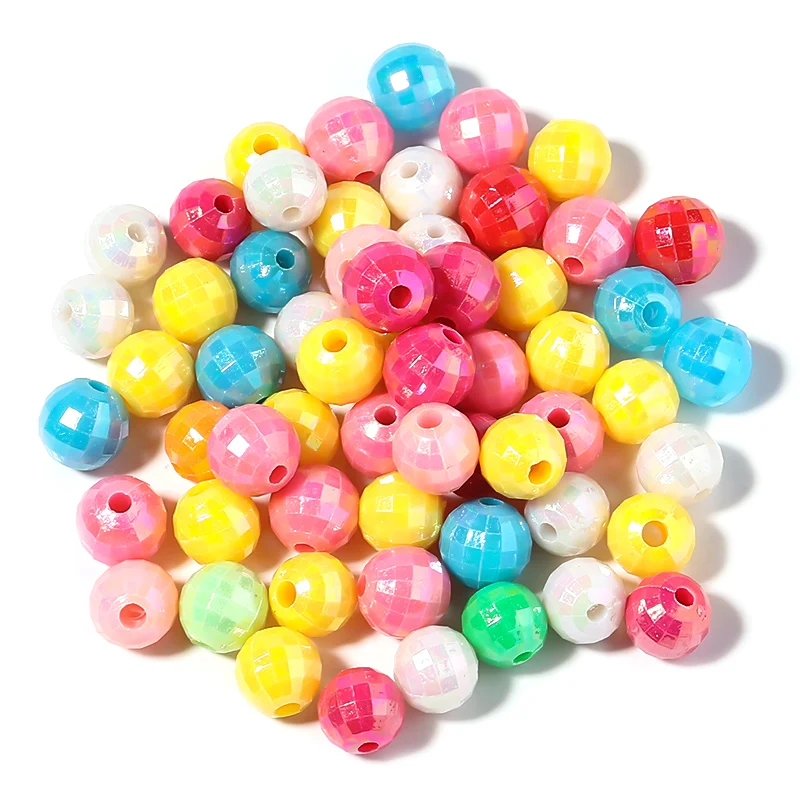 

100pcs Plastic Color Glazed Loose Bead with 2mm Hole Warp and Weft Globe For DIY Jewelry Making Bracelet Accessories