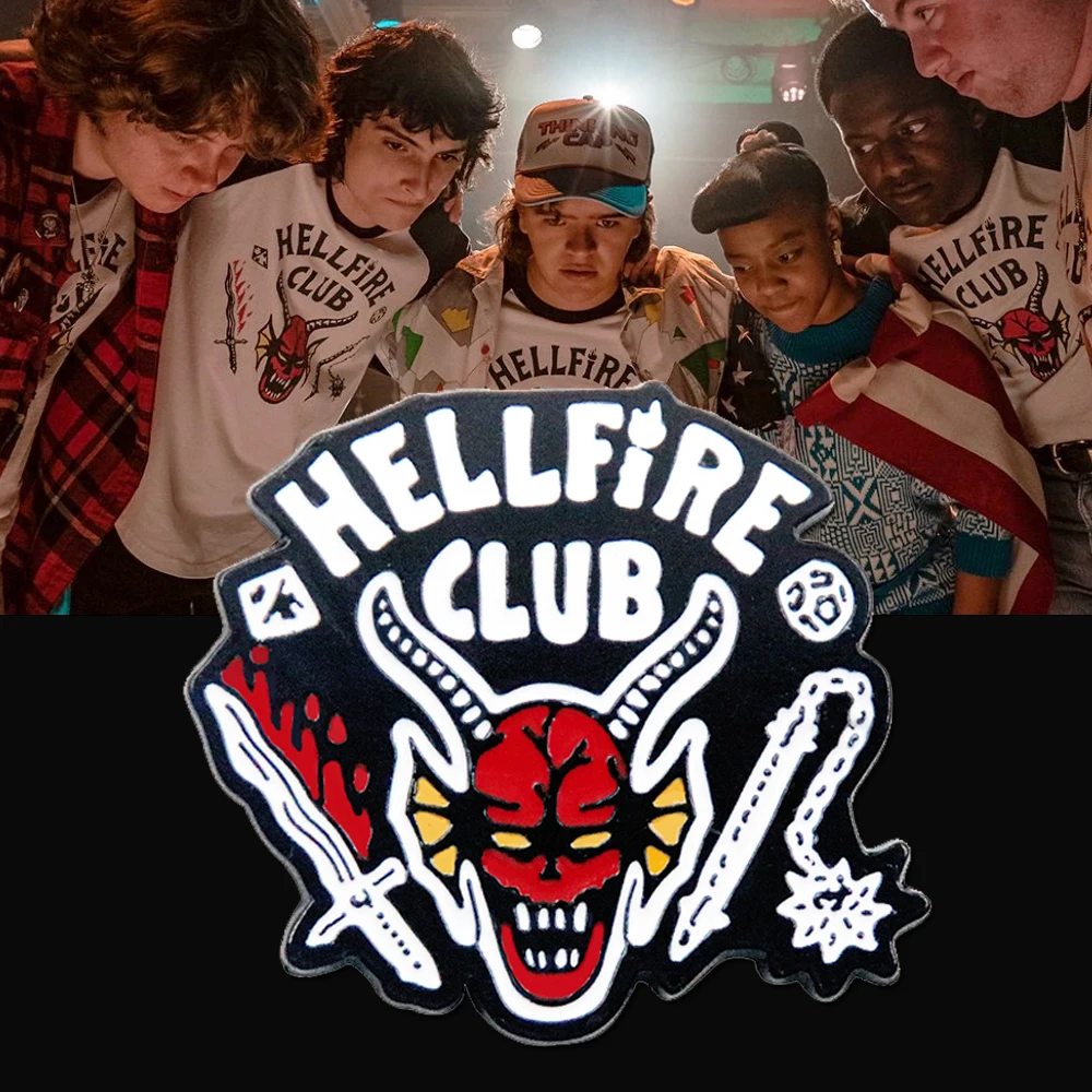 

Stranger Things 4 Hellfire Club Pin Eddie Munson Group Badge Brooch Tv Show Enamel Lapel Pin For Fans Memorial Collection Gift