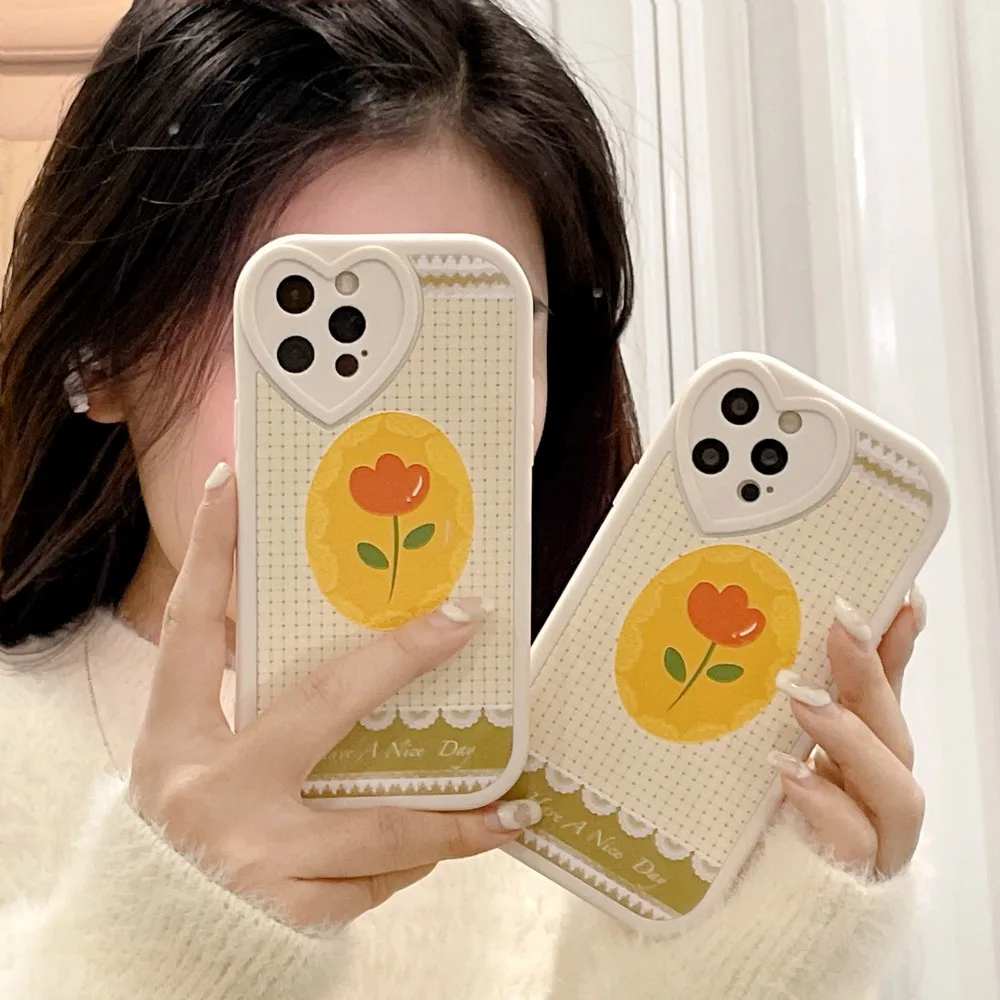 

Простой стиль решетчатый Тюльпан для IPhone 7 8 Plus 12 12Pro 11ProMax 11 13ProMax 13 X XS XR XSMAX Противоскользящий мягкий чехол