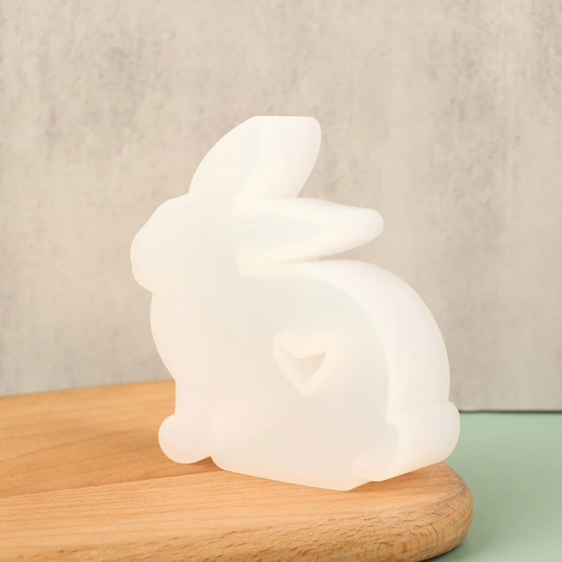 

1Pc Heart Rabbit Silicone Mold Bunny Aromatherapy Gypsum Decorative Mold DIY Chocolate Fondant Baking Cake Mold Candle Mold