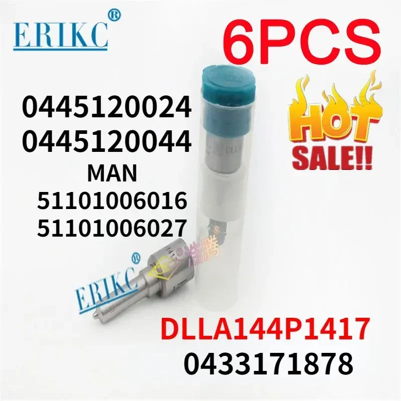 6 шт. MAN TGA сопло DLLA144P1417 0 433 171 878 топливная форсунка распылитель DLLA 144P 1417 запасные