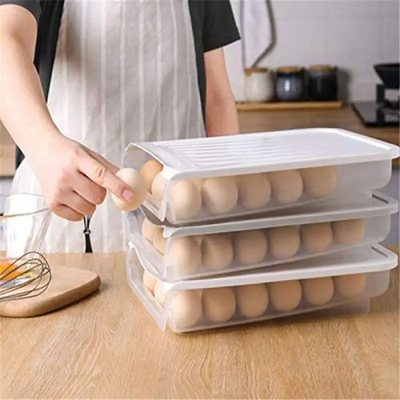 

Stacked Auto Scrolling Fresh Keeping Eggs Storage Container Case Refrigerator Egg Storage Box Holder For Household Kitchen Tools