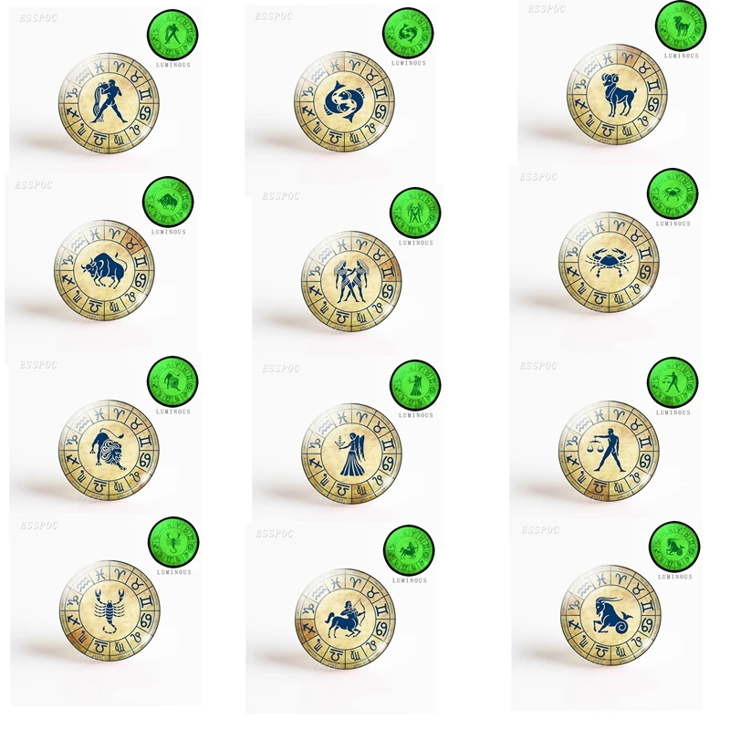 5 шт. 12 созвездий зодиака ювелирные изделия ручной работы светящийся стеклянный