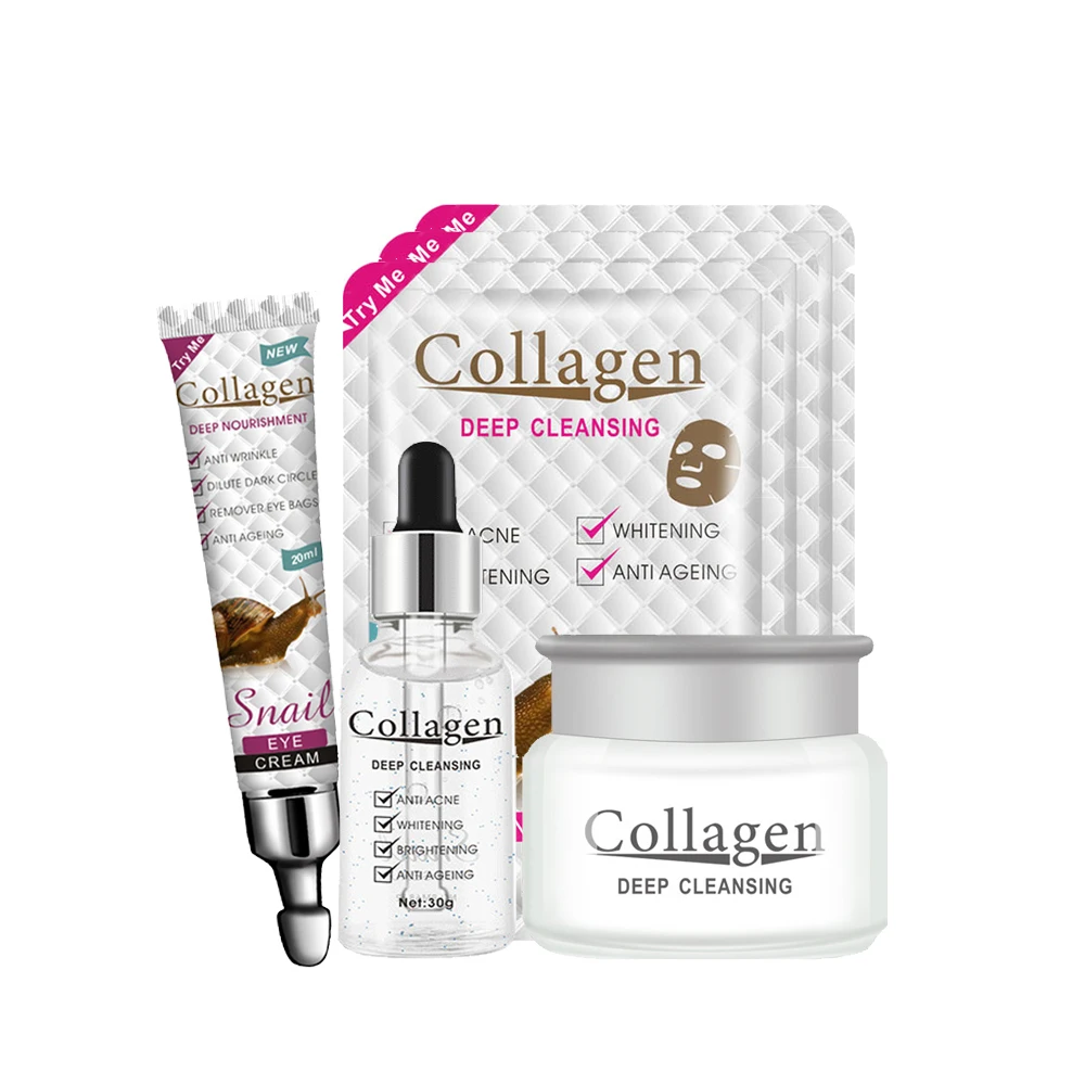 

Facial Snail Serum Whiten Moisturize Cream Oil Control Repair Face Mask Anti Wrinkle Nourishing Soothes Allergies Skin Care Kit