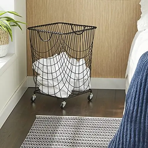 

79 металлическая круглая тележка для хранения с колесами, 18x18x25 дюймов, золотистая