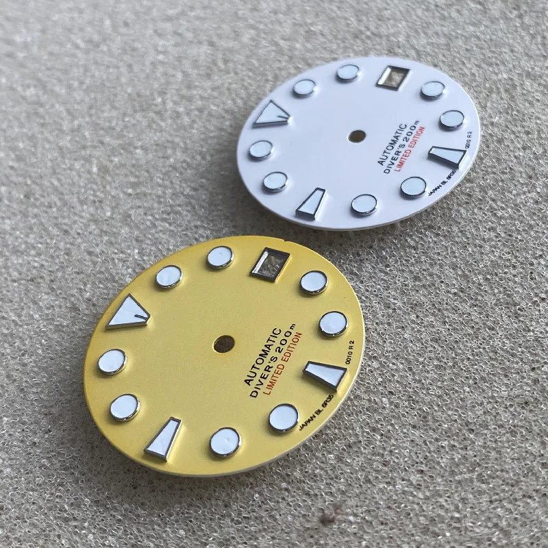 NH35 dial white/yellow Japan C3 luminous SKX007  small MM watch modified NH35/36/4R/6R/7S movement men's watches case