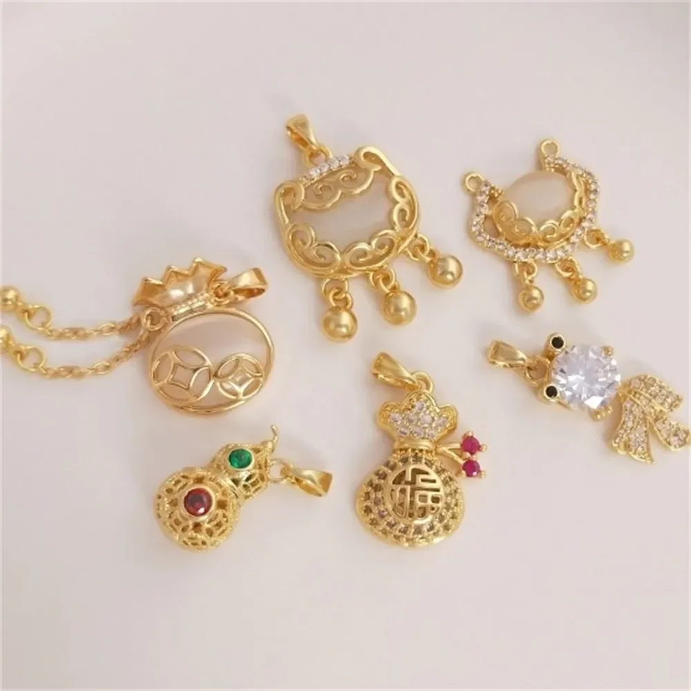 Медное покрытие из настоящего золота 14 карат с цирконом мешок для денег тыква