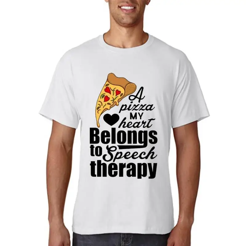 

Cool Graphic T Shirts Novelty Short Crew Neck Mens Speech Therapy Pun A Pizza My Heart Tees