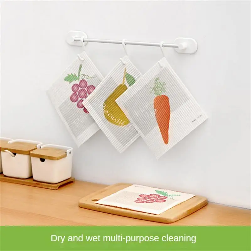 

Printed Absorbent Dishcloth Cleaning Cloths Water Absorbing Rag Reusable Wet Dry Household Kitchen Rag Dishwashing Scouring Pad