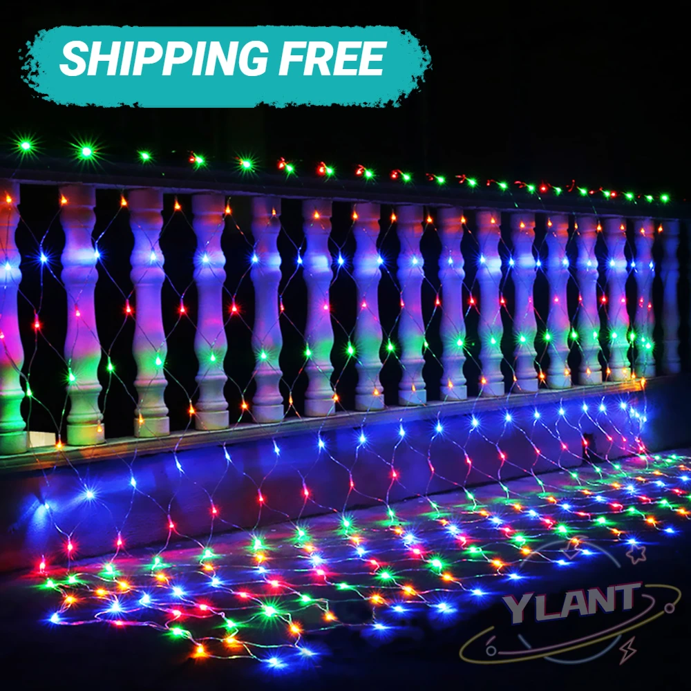 

3 м x 2 м 200 светодиодная гирлянда-занавес 1,5x1,5 м 96 светодиодов уличная гирлянсветильник для дома Новогоднее и Рождественское украшение 220 В 110 ...