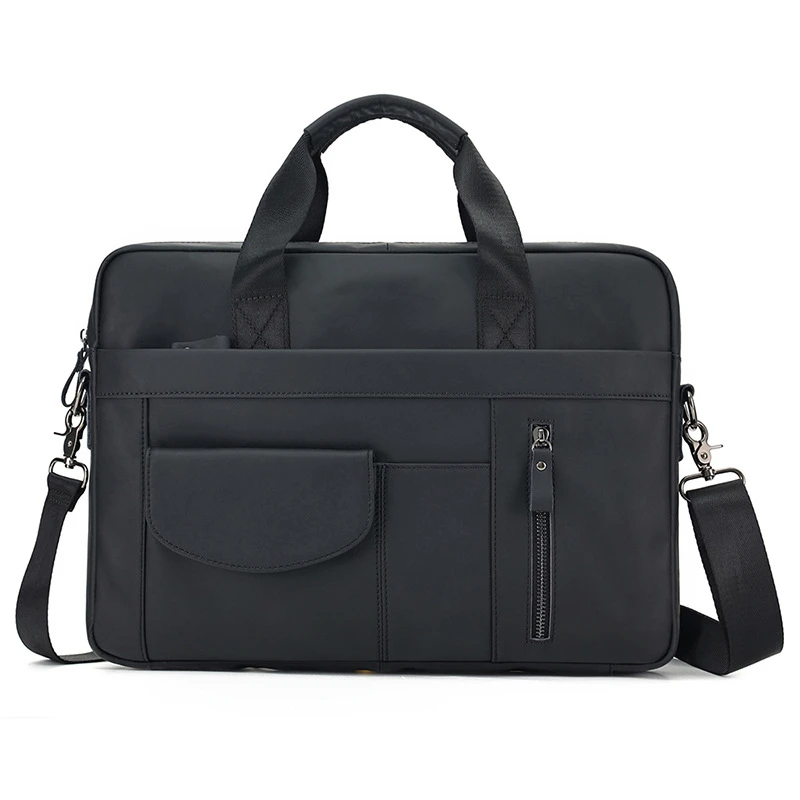

New Vintage A4 Brown Black Coffee Genuine Leather Executive 14‘’ Laptop Men Briefcase Messenger Bag Portfolio Handbag M6504