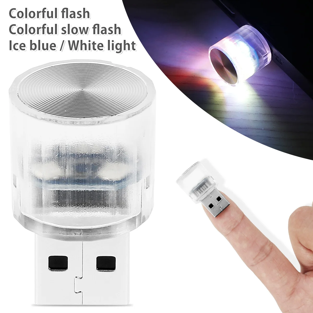 

Mini USB Car Interior Decorative Lamp Plug-in LED Ambient Light Portable Multiple Light Color Party Ambient Lamp for Car Vehicle